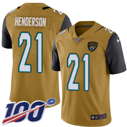 Jacksonville Jaguars #21 C.J. Henderson Gold Youth Stitched NFL Limited Rush 100th Season Jersey
